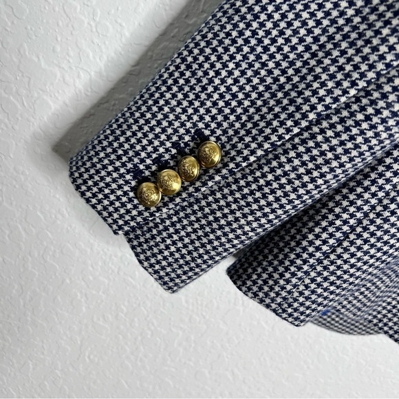 J. Crew Blazer Women Size 2 Campbell Houndstooth Blue White Jacket Coat Wool - Picture 9 of 11